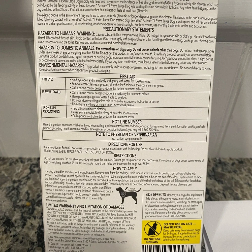 NWT - Tevrapet Activate II Extra Large Dog Flea Treatment